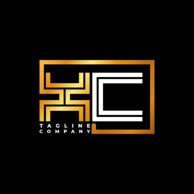 XC Logo harfli monogram şekil çizgisi altın vektör şablonu. İş monogram şirketi