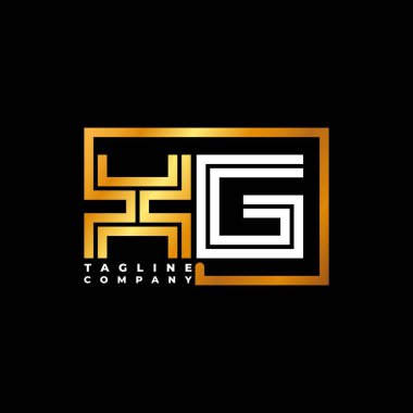 XG Logo harfi monogram şekil çizgisi altın vektör şablonu. İş monogram şirketi