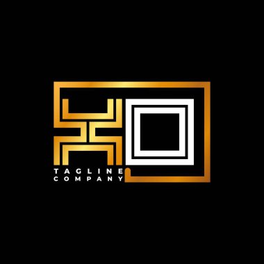 XO Logo harfli monogram şekil çizgisi altın vektör şablonu. İş monogram şirketi
