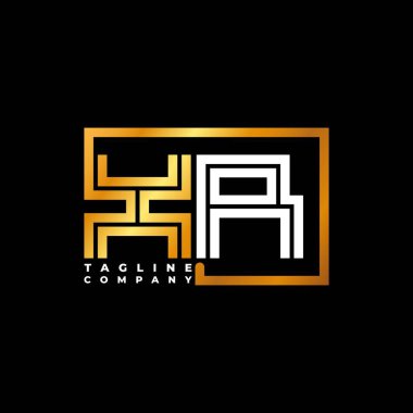 XR Logo harfli monogram şekil çizgisi altın vektör şablonu. İş monogram şirketi