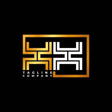 XX Logo harfli monogram şekil çizgisi altın vektör şablonu. İş monogram şirketi