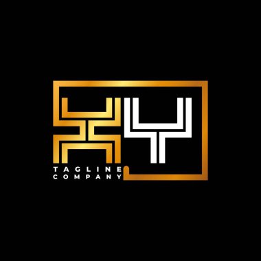 XY Logo harfli monogram şekil çizgisi altın vektör şablonu. İş monogram şirketi