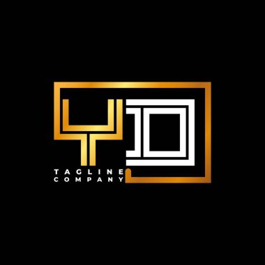 YD Logo harfli monogram şekil çizgisi altın vektör şablonu. İş monogram şirketi