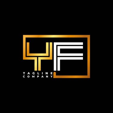 YF Logo harfi monogram şekil çizgisi altın vektör şablonu. İş monogram şirketi