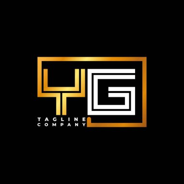 YG Logo harfi monogram şekil çizgisi altın vektör şablonu. İş monogram şirketi