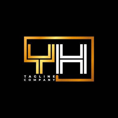 YH logo harfi monogram şekil çizgisi altın vektör şablonu. İş monogram şirketi