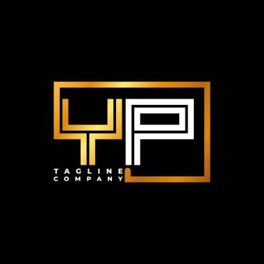 YP Logo harfi monogram şekil çizgisi altın vektör şablonu. İş monogram şirketi