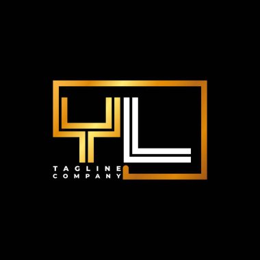 YL Logo harfli monogram şekil çizgisi altın vektör şablonu. İş monogram şirketi