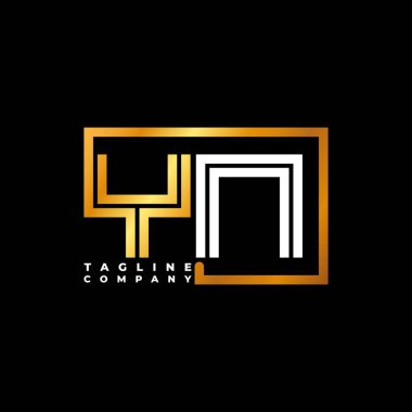YN Logo harfli monogram şekil çizgisi altın vektör şablonu. İş monogram şirketi