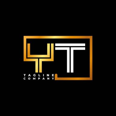 YT Logo harfi monogram şekil çizgisi altın vektör şablonu. İş monogram şirketi