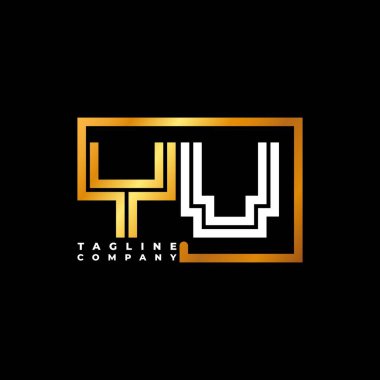 YV Logo harfli monogram şekil çizgisi altın vektör şablonu. İş monogram şirketi