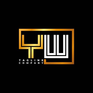 YW Logo harfli monogram şekil çizgisi altın vektör şablonu. İş monogram şirketi