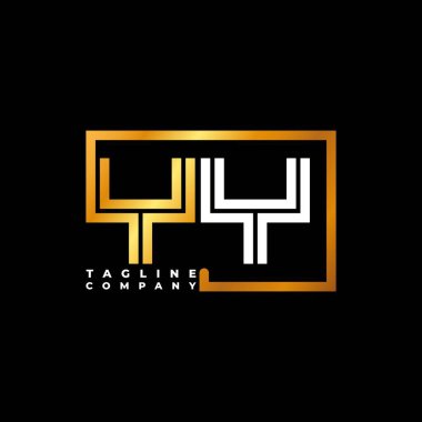 YY Logo harfi monogram şekil çizgisi altın vektör şablonu. İş monogram şirketi