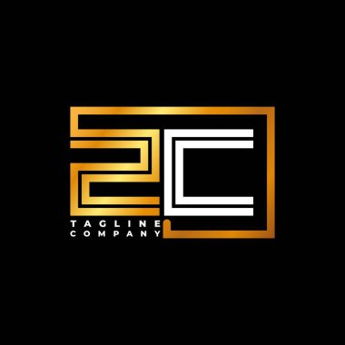 ZC Logo harfi monogram şekil çizgisi altın vektör şablonu. İş monogram şirketi