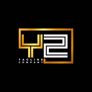 YZ Logo harfli monogram şekil çizgisi altın vektör şablonu. İş monogram şirketi