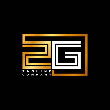 ZG logo harfi monogram şekil çizgisi altın vektör şablonu. İş monogram şirketi