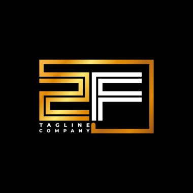 ZF Logo harfi monogram şekil çizgisi altın vektör şablonu. İş monogram şirketi
