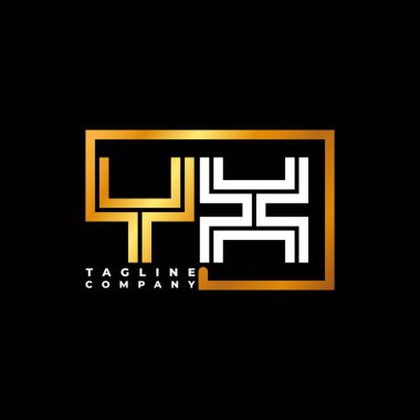 YX Logo harfli monogram şekil çizgisi altın vektör şablonu. İş monogram şirketi