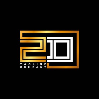 ZD Logo harfi monogram şekil çizgisi altın vektör şablonu. İş monogram şirketi