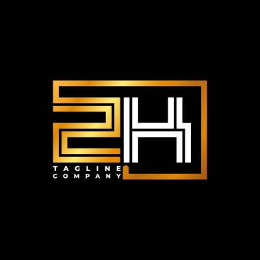 ZK Logo harfli monogram şekil çizgisi altın vektör şablonu. İş monogram şirketi