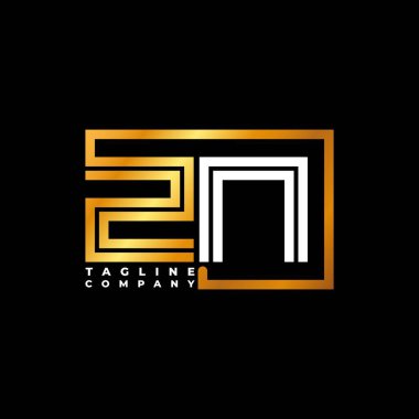 ZN Logo harfli monogram şekil çizgisi altın vektör şablonu. İş monogram şirketi