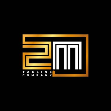 ZM Logo harfli monogram şekil çizgisi altın vektör şablonu. İş monogram şirketi