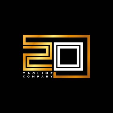 ZO Logo harfi monogram şekil çizgisi altın vektör şablonu. İş monogram şirketi