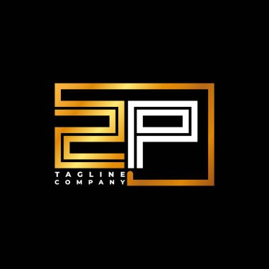 ZP Logo harfi monogram şekil çizgisi altın vektör şablonu. İş monogram şirketi