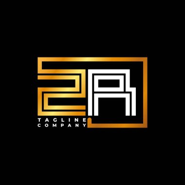 ZR Logo harfli monogram şekil çizgisi altın vektör şablonu. İş monogram şirketi