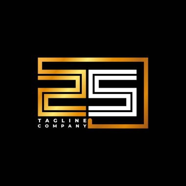 ZS Logo harfi monogram şekil çizgisi altın vektör şablonu. İş monogram şirketi