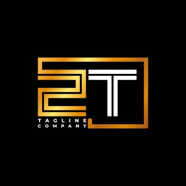 ZT Logo harfi monogram şekil çizgisi altın vektör şablonu. İş monogram şirketi
