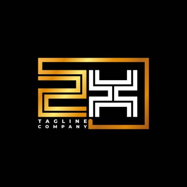 ZX Logo harfli monogram şekil çizgisi altın vektör şablonu. İş monogram şirketi