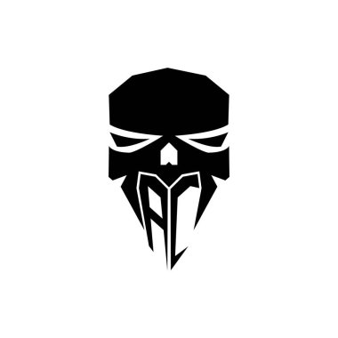 AC İlk ESport oyun logosu. Modern kafa Kafatası şablon vektör logosu