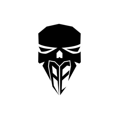 BE ESport 'un ilk oyun logosu. Modern kafa Kafatası şablon vektör logosu