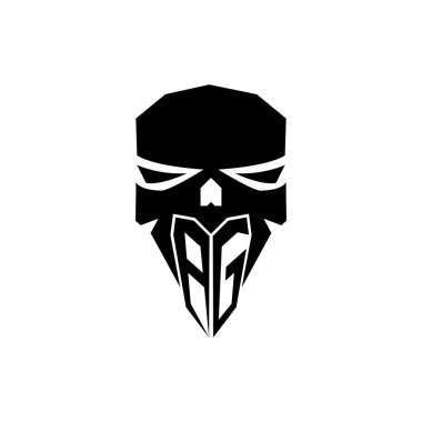 BG İlk ESport oyun logosu. Modern kafa Kafatası şablon vektör logosu