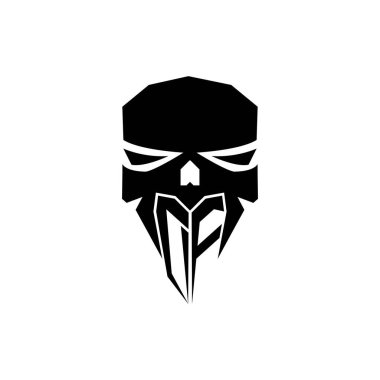 DF İlk ESport oyun logosu. Modern kafa Kafatası şablon vektör logosu