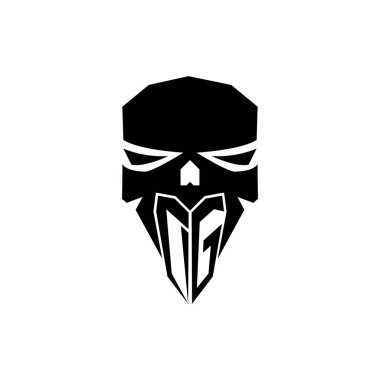 DG ESport Oyun Logosu. Modern kafa Kafatası şablon vektör logosu