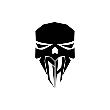 DH İlk ESport oyun logosu. Modern kafa Kafatası şablon vektör logosu