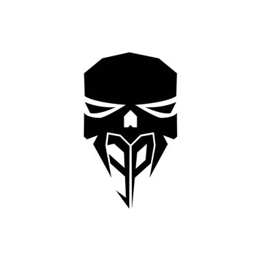 ESport oyun logosunun baş harfi. Modern kafa Kafatası şablon vektör logosu