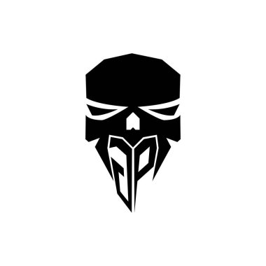 GP İlk ESport oyun logosu. Modern kafa Kafatası şablon vektör logosu