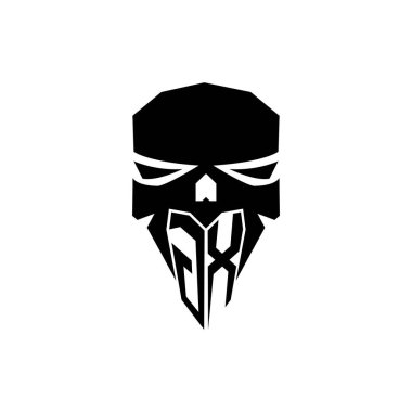 GX Başlangıç ESport oyun logosu. Modern kafa Kafatası şablon vektör logosu