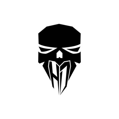 HD İlk ESport oyun logosu. Modern kafa Kafatası şablon vektör logosu