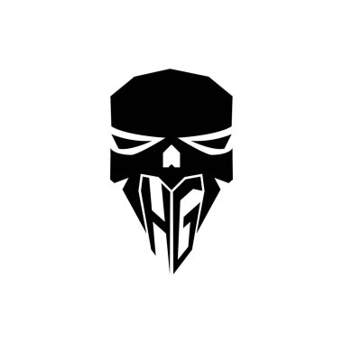 HG İlk ESport oyun logosu. Modern kafa Kafatası şablon vektör logosu