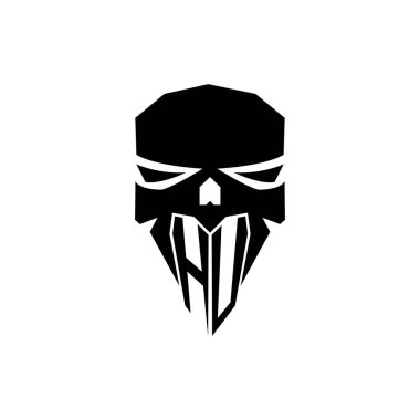 HU ESport 'un ilk oyun logosu. Modern kafa Kafatası şablon vektör logosu