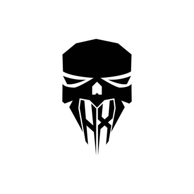 HX İlk ESport oyun logosu. Modern kafa Kafatası şablon vektör logosu