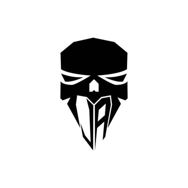 JA İlk ESport oyun logosu. Modern kafa Kafatası şablon vektör logosu