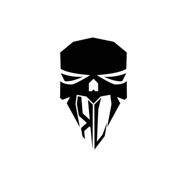 KJ ESport 'un ilk oyun logosu. Modern kafa Kafatası şablon vektör logosu