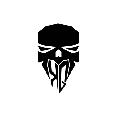 KQ İlk ESport oyun logosu. Modern kafa Kafatası şablon vektör logosu