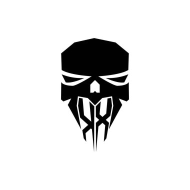 KX İlk ESport oyun logosu. Modern kafa Kafatası şablon vektör logosu