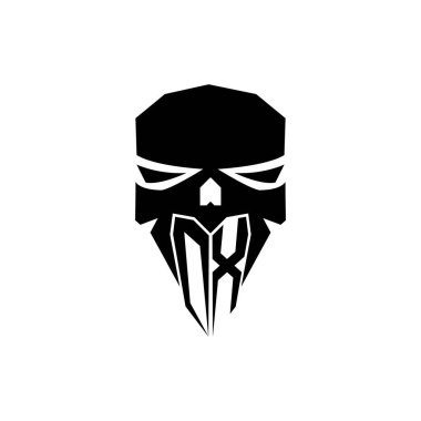 OX ESport 'un ilk oyun logosu. Modern kafa Kafatası şablon vektör logosu